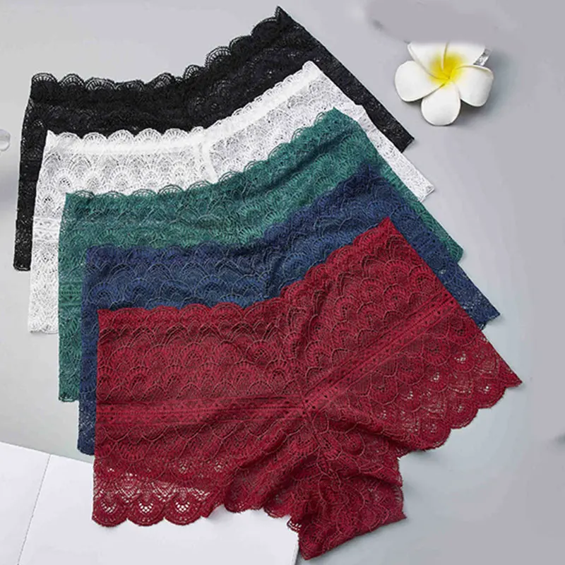 Intimates Soft Underwear Women Large Size Safety Shorts Hollow Transparent Lace Panties Seamless Fashion Sexy See Through Briefs | Женская