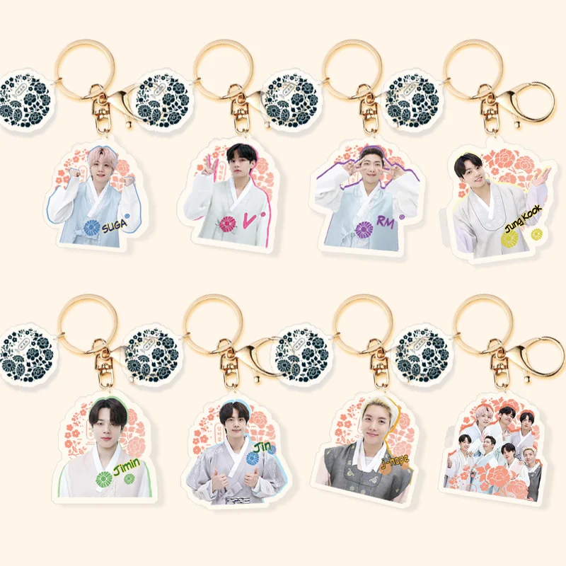 

KPOP Bangtan Boys, акриловый брелок для ключей, украшение, подвеска, периферийный стиль, фаренты, новинка, Корея, карта благодарности