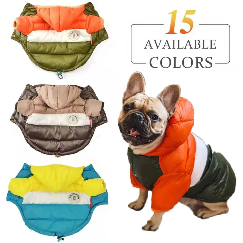 

Waterproof Big Dog Jacket Autumn Winter Warm Clothes For Small Large Dogs Hooded French Bulldog Coats Yorkshire Jumpsuit