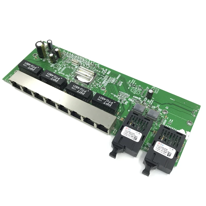 Оптоволоконный коммутатор Reverse 10/100/1000M Gigabit Ethernet один режим 8 RJ45 и 2 SC волоконный