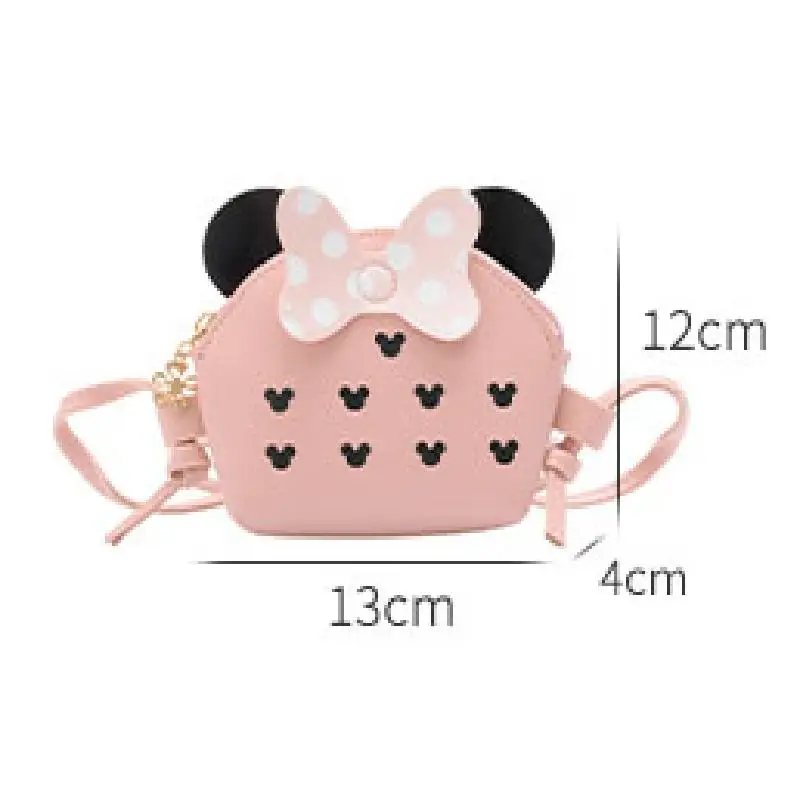 

Disney Minnie Mickey Mouse Children Cartoon Mini Bowknot PU Shoulder Female Decorative Bag Fashion Coin Purse Toy Gift For Girls