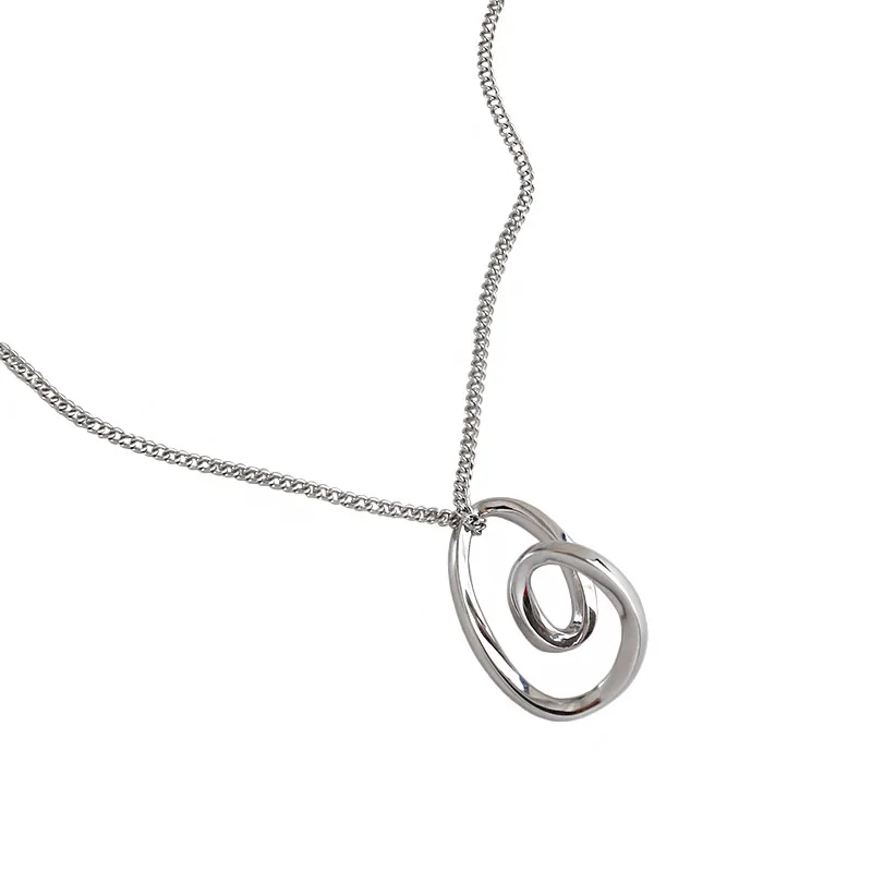 

100% 925 Sterling Silver Simple Fashion Personality Heart Shape Necklace Female Jewelry Suitable For Daily Wear