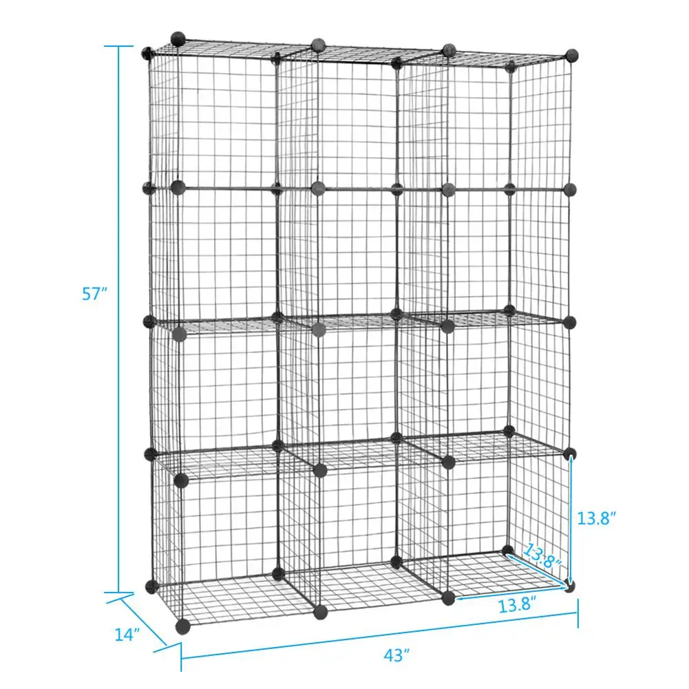 

12-Cube Organizer Cube Storage Storage Shelves Wire Cube Storage Origami Shelves Metal Grid Multifun