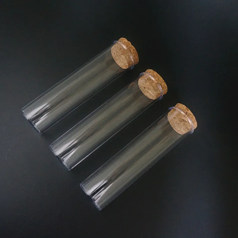 20pcs/set 30x115mm Flat BottomTransparent Lab Empty Plastic Test Tube With Cork Stoppers Laboratory School Educational Supplies |