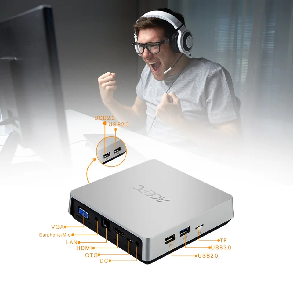 Мини ПК ACEPC T11 Win10 Z8350 Intel Atom 1 92 ГГц 4 Гб ОЗУ Windows 10 Linux HDMI VGA HDD настольный мини ПК|Мини