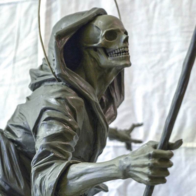 Новый черный скелет стража статуя Хэллоуин Череп изделия из смолы орнамент для