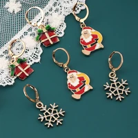 christmas earrings fashion exaggerated jewelry creative cute dripping oil santa claus snowflake earrings jewelry small gifts