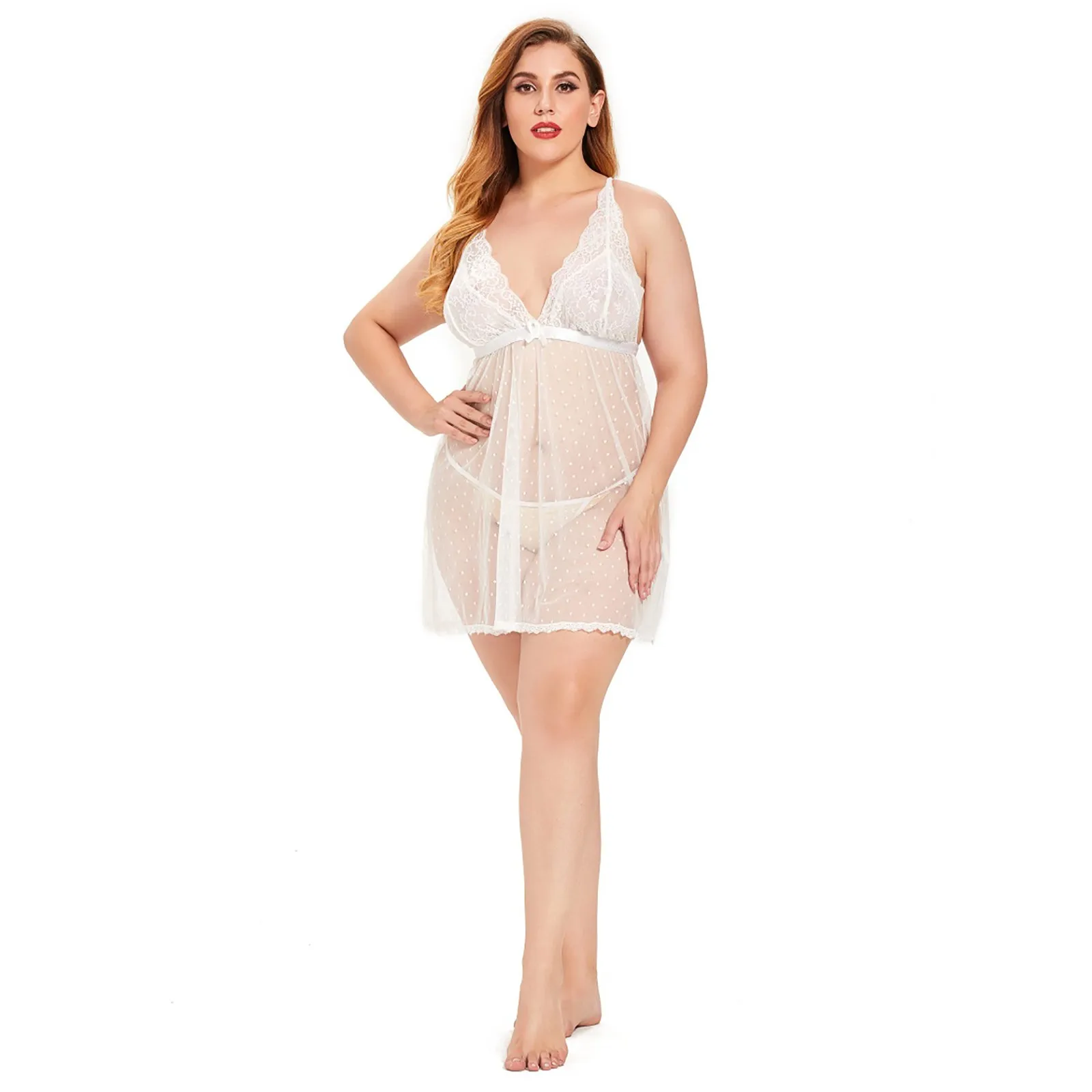 

Plus Size Women Sexy Underwear Erotic See Through Temptation Sexy Lingerie Dress Porno White Lace Babydolls Mujer Teddy Lenceria