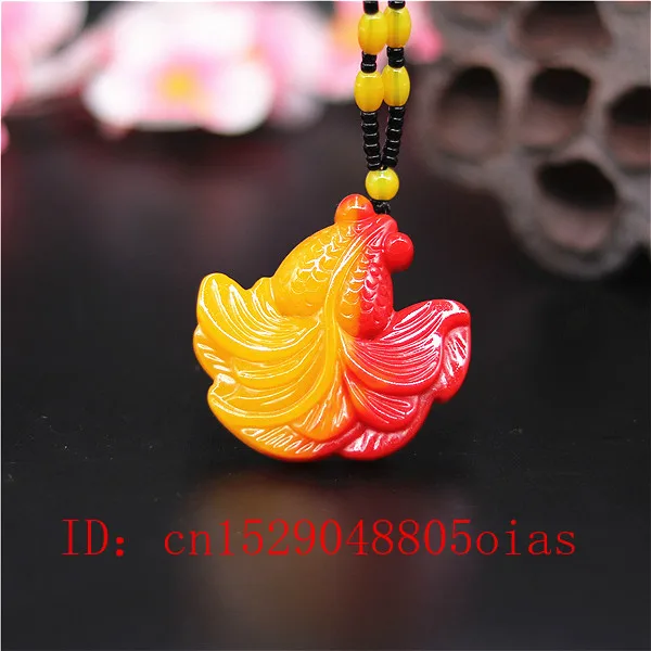 Натуральный красный желтый нефрит камень Золотая рыбка ожерелье из бисера