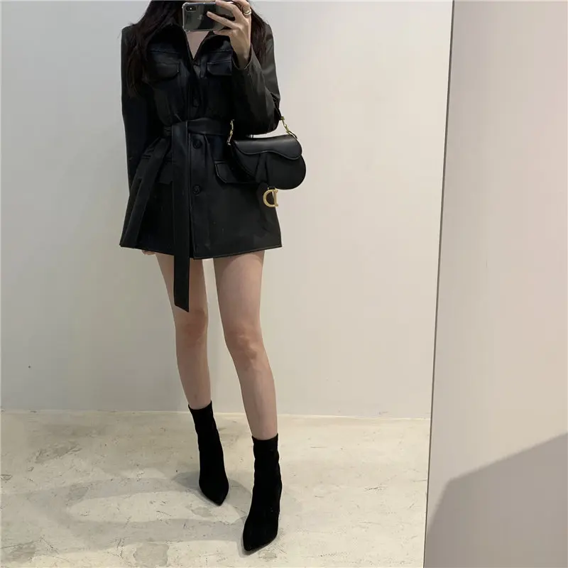 Шикарное однотонное короткое однобортное офисное Женское пальто из