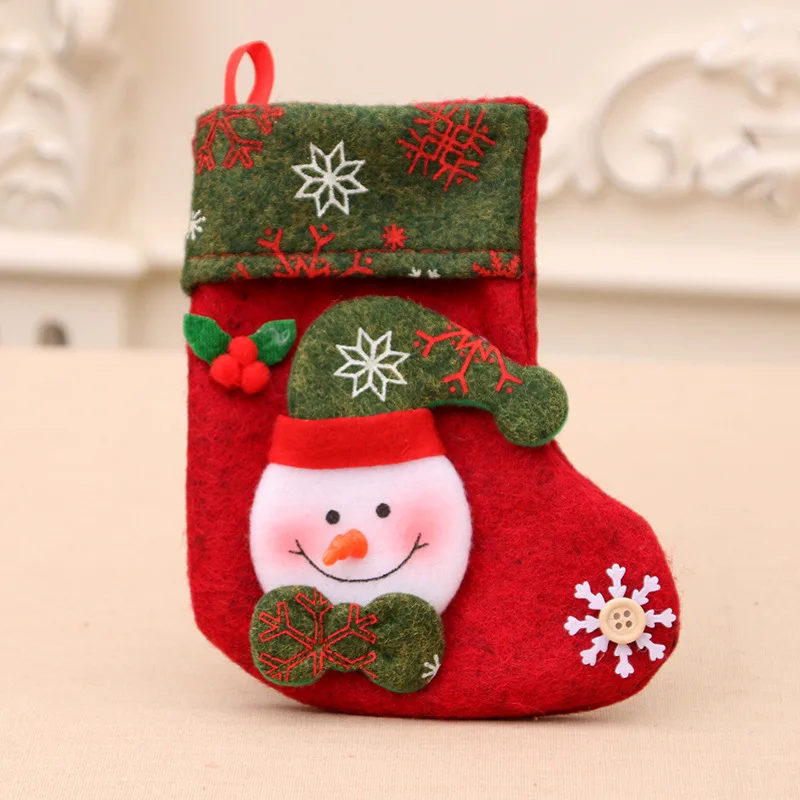 D Snowman Горячий рождественский подарок Новогодний носок для подарков Санта-Клаус рождественские елочные игрушки Рождественские Чулки s конфеты подарочная сумка Navidad - Цвет: D Snowman