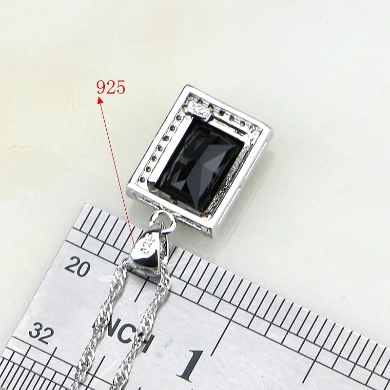 Ювелирные изделия из стерлингового серебра 925 пробы черный циркон белые стразы