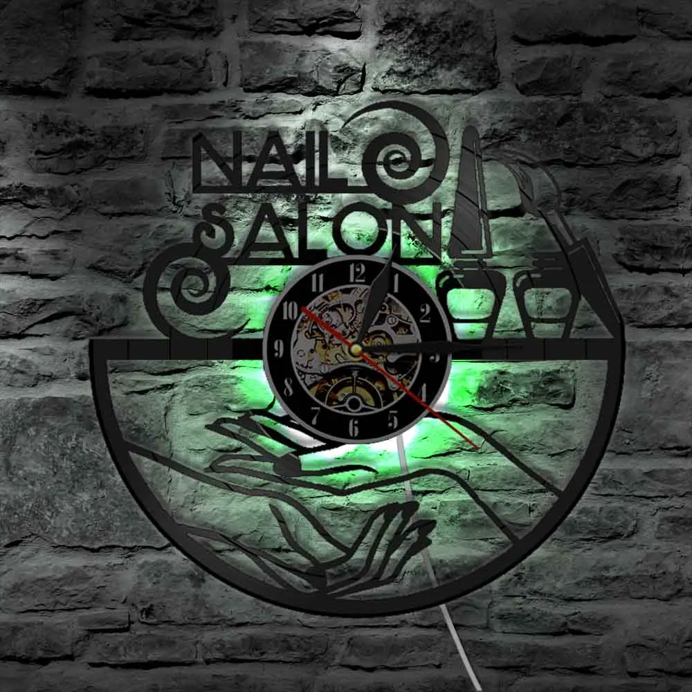 Виниловые настенные часы для салона красоты декор мебель дизайна ногтей