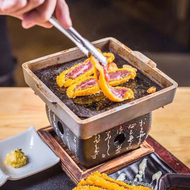 Мини квадратная плита для барбекю с изображением японского персонажа углеродная