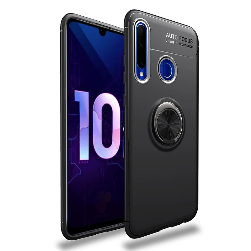 Black Ring Case 3-в-1 стекло+ магнитом Силиконовое чехол хонор 10 лайт чехол на Honor 10i 10Lite мягкий чехол на телефона huawei p30lite чехол полное покрытие чехол на хонор 10i чехол honor 10i магнитная кольцом чехол - Цвет: Black Ring Case