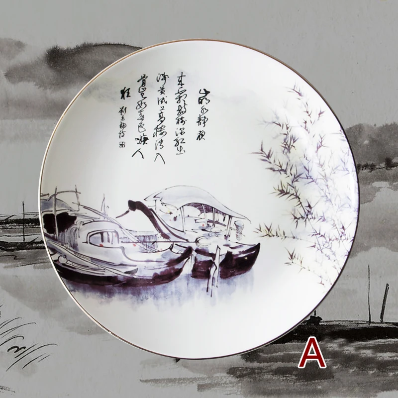 Китайская пейзажная живопись подвесная тарелка керамическая настенная