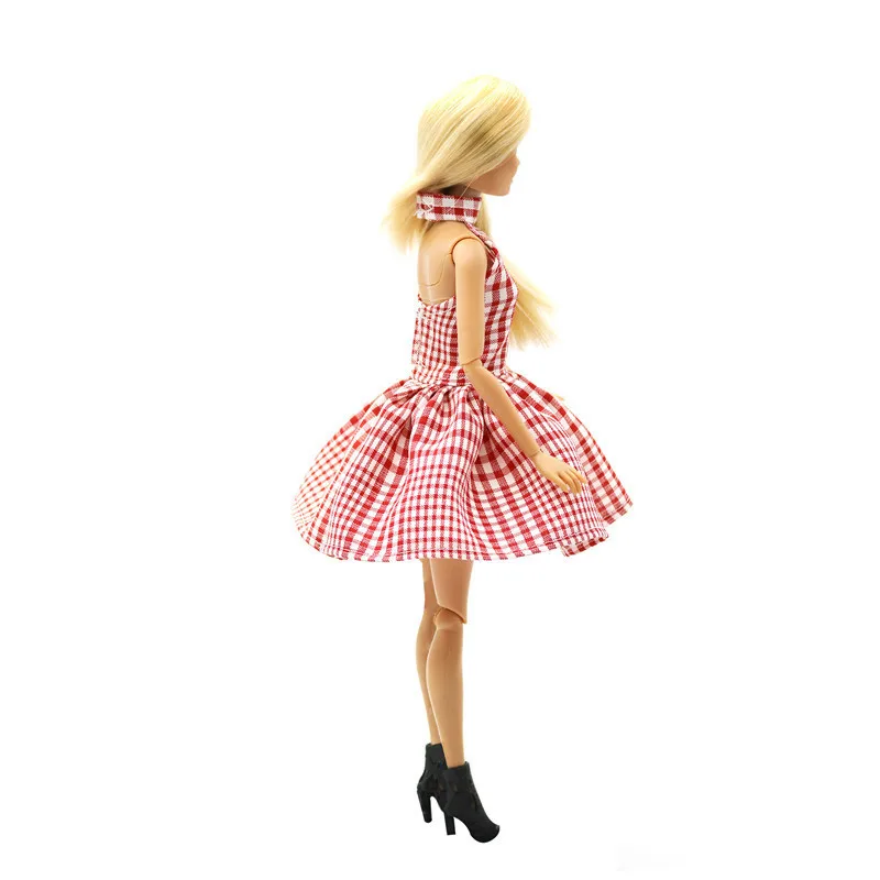 

Retro Paris Fashion Lattice Dress Clothes for 30cm Barbie SD FR Blyth Doll Accessories Girl Toys