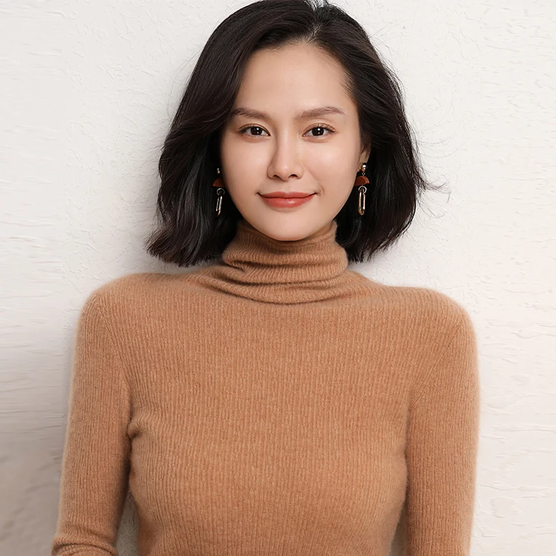 

2020 Women Warm Winter Autumn Turtleneck Elasticity Soft Comfortable Pullovers 100% Cashmere Sweater 6 Colors S-XXL Jumper