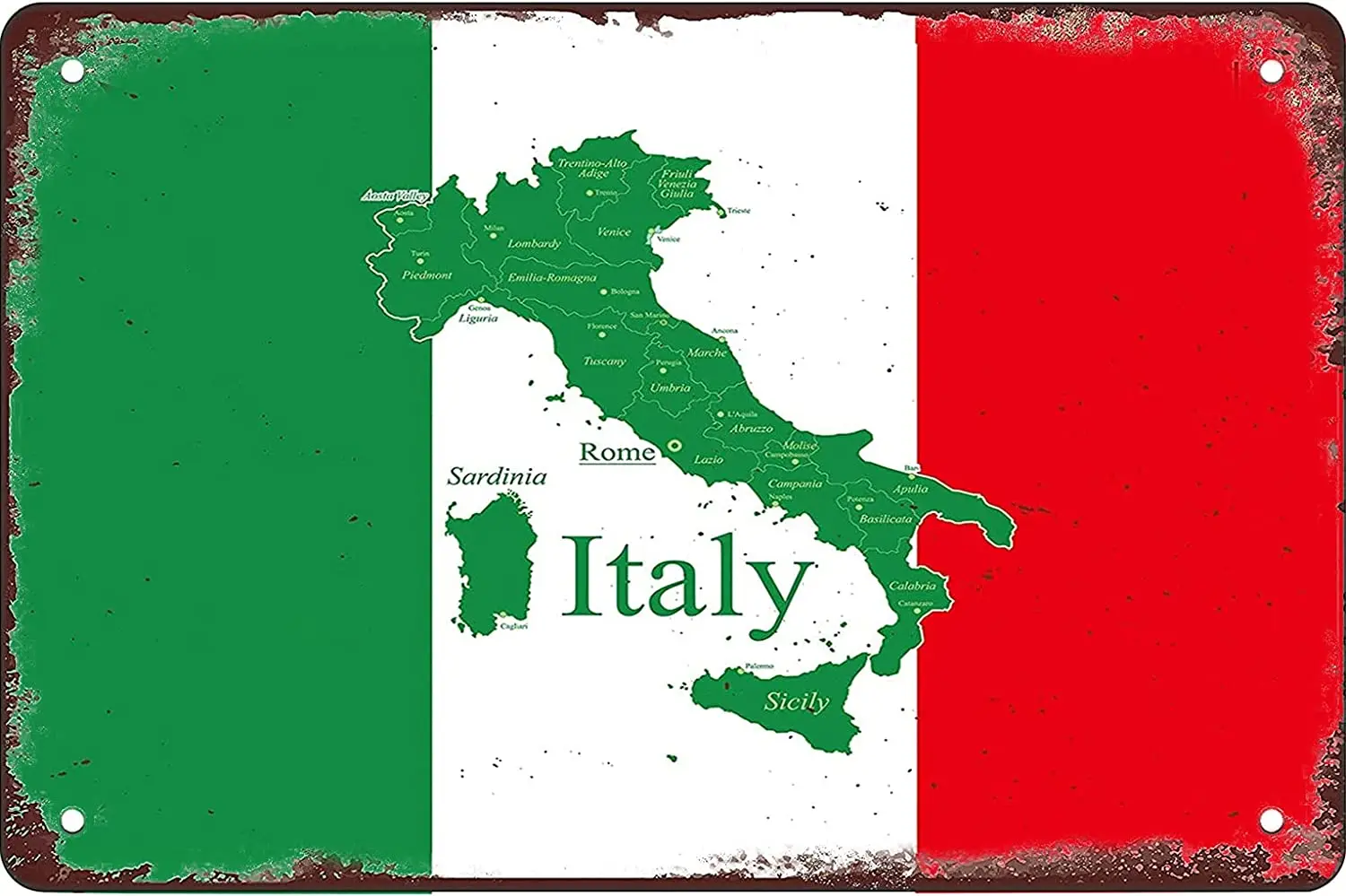 

Metal Vintage Tin Sign Italy Flag Country Wall Art Decoration is Suitable for bar Living Room Bedroom Coffee Shop Garage