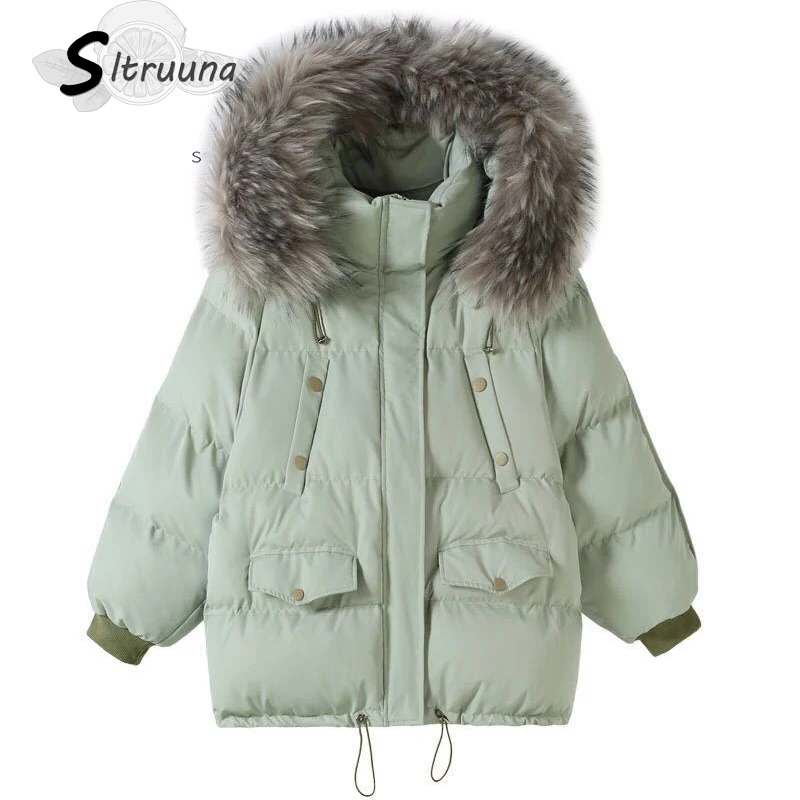 Зимнее женское пальто Sitruuna с воротником из искусственного меха парки капюшоном