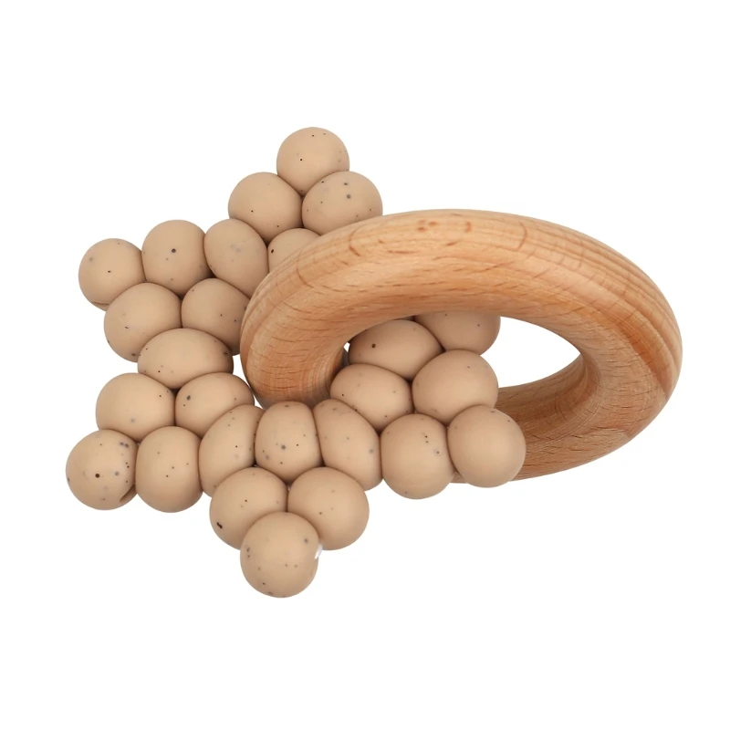 Силиконовая Мобильная игрушка погремушка для младенцев деревянный