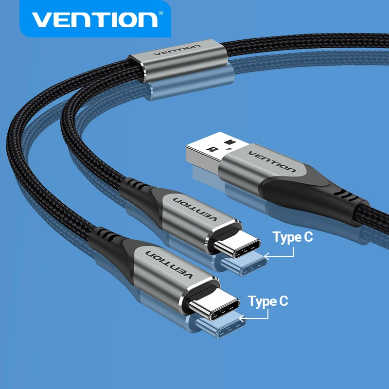 Vention-Cable USB tipo C Dual para móvil, Cable de carga rápida para...