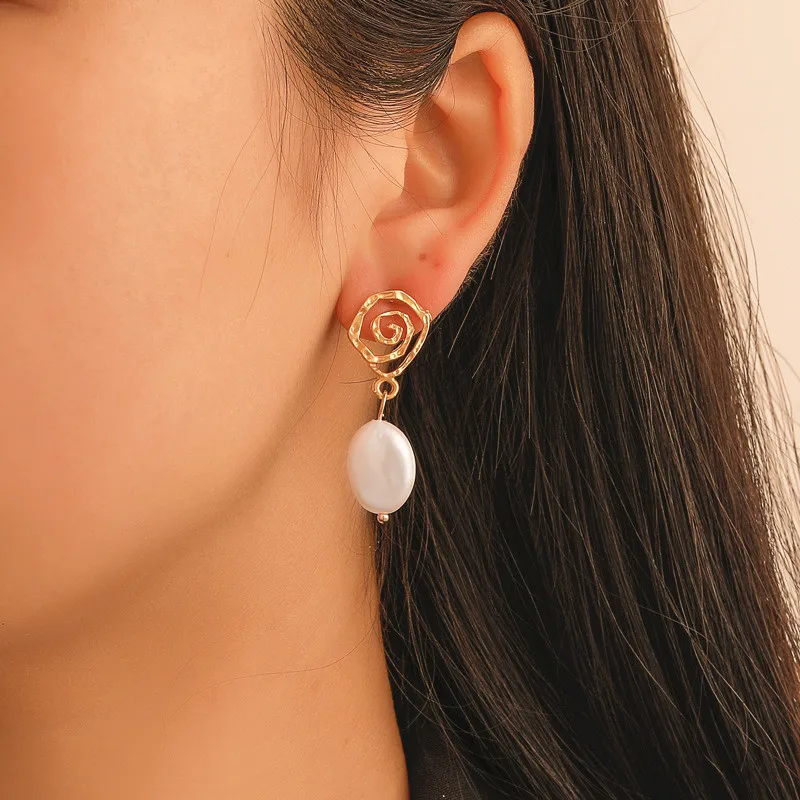 

2pcs Korean Acrylic Symphony Simulated Spiral shell Metal Long Tassel Drop Earrings Sweety Jewelry For Women Pendientes Gift