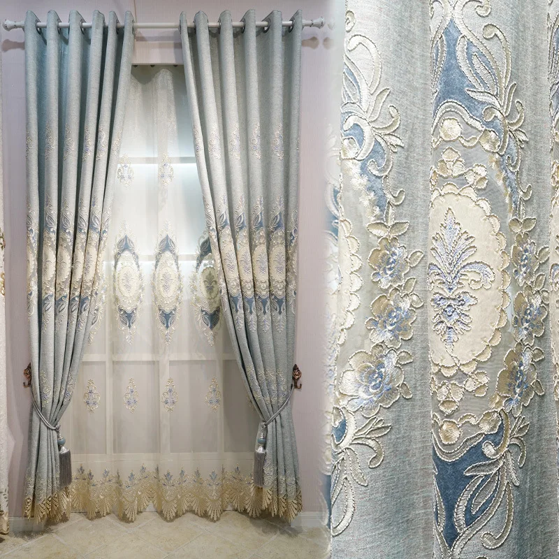 

Curtains for Living Room Villa Luxury Dining Room BedroomAtmosphere European Embroidered Curtain Neil Jane Ou Curtain