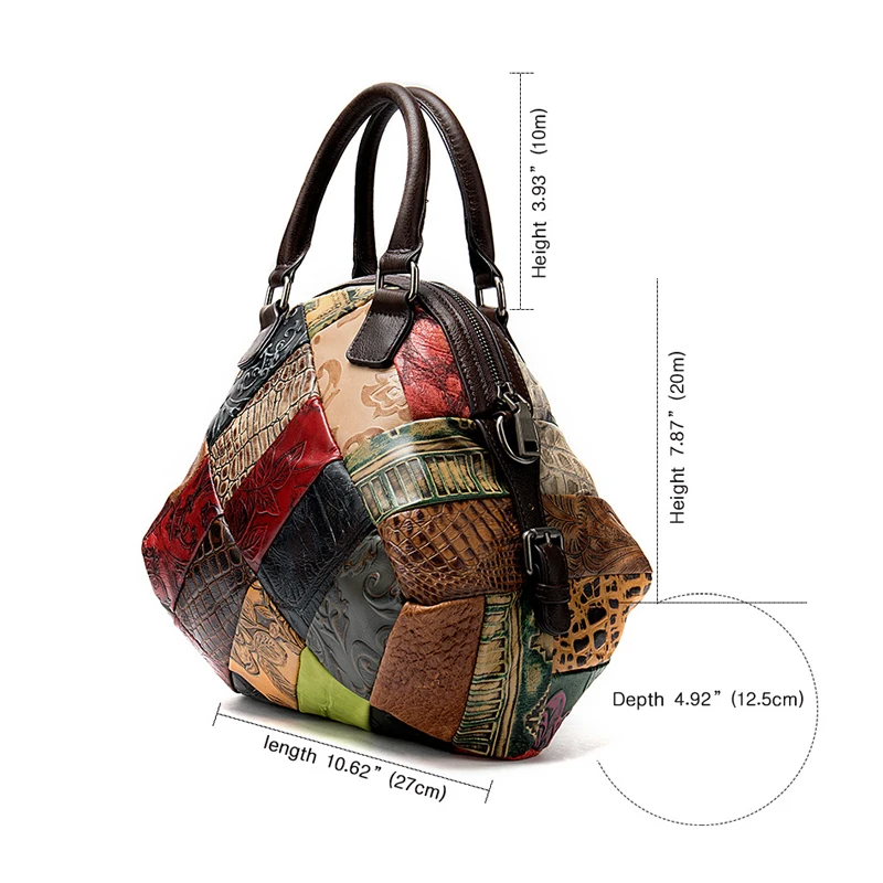 

YourSeason Ladies Retro Splicing Colour Handbag 2021 Genuine Leather Totes Female Shoulder Crossbody Bags Random Color Matching