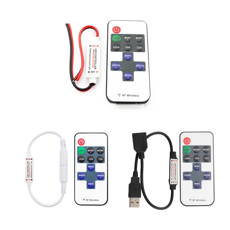 

RF 11Key Mini USB Remote Controller DC 5 24V Led Strip Controller RF беспроводной пульт дистанционного управления диммером для 5050 2835 одноцветная Светодиодная лента