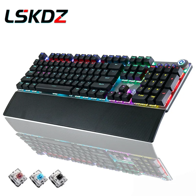 Механическая клавиатура проводная игровая комбинированная с подсветкой 104