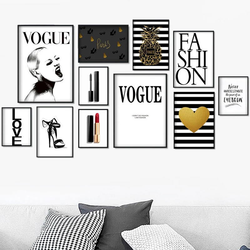 Постер в скандинавском стиле с модным логотипом на высоком каблуке для девочек