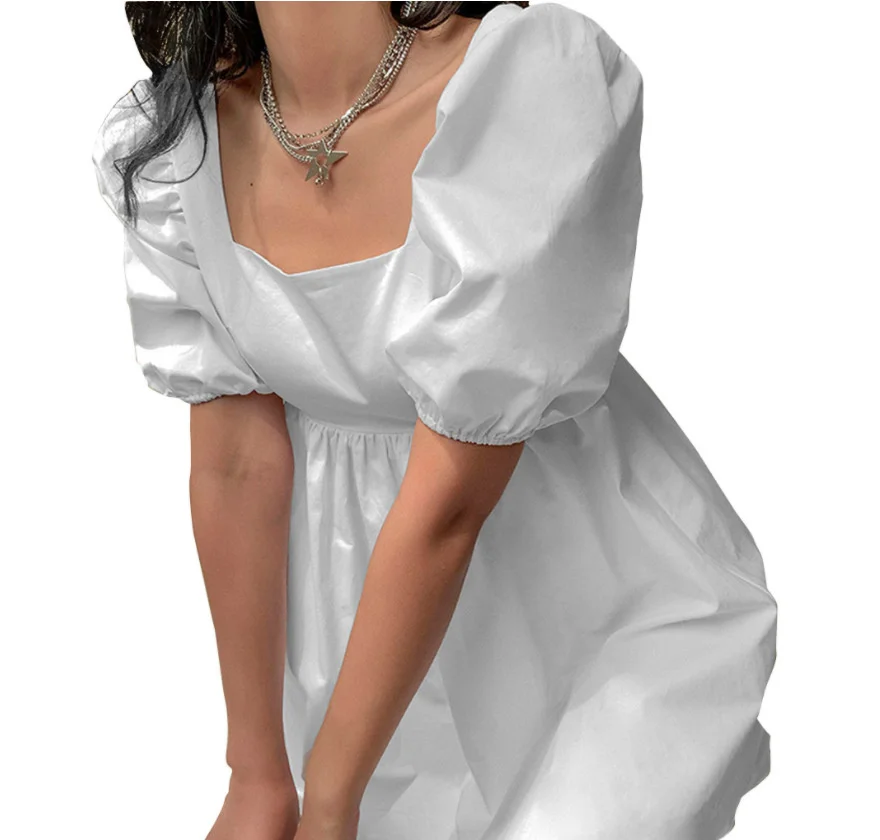 

White Sexy Backless Lace Up Mini Dresses Sleeve Sweet Dress Summer Holiday Elegant Dress Clothes