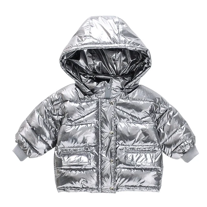 

Boys and Girls Shiny Cotton Coat 2020 Korean Winter Clothes Baby Pure Color Trendy Coat Children's Padded Jacket