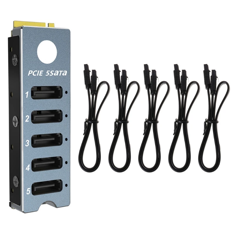 

SATA Disk Array Card JMS585-Slim 5 Ports SATA3 for M. 2 Nvme PCI-E 3.0 to SATA 16G JMB585 with Radiator for ThunderBolt3