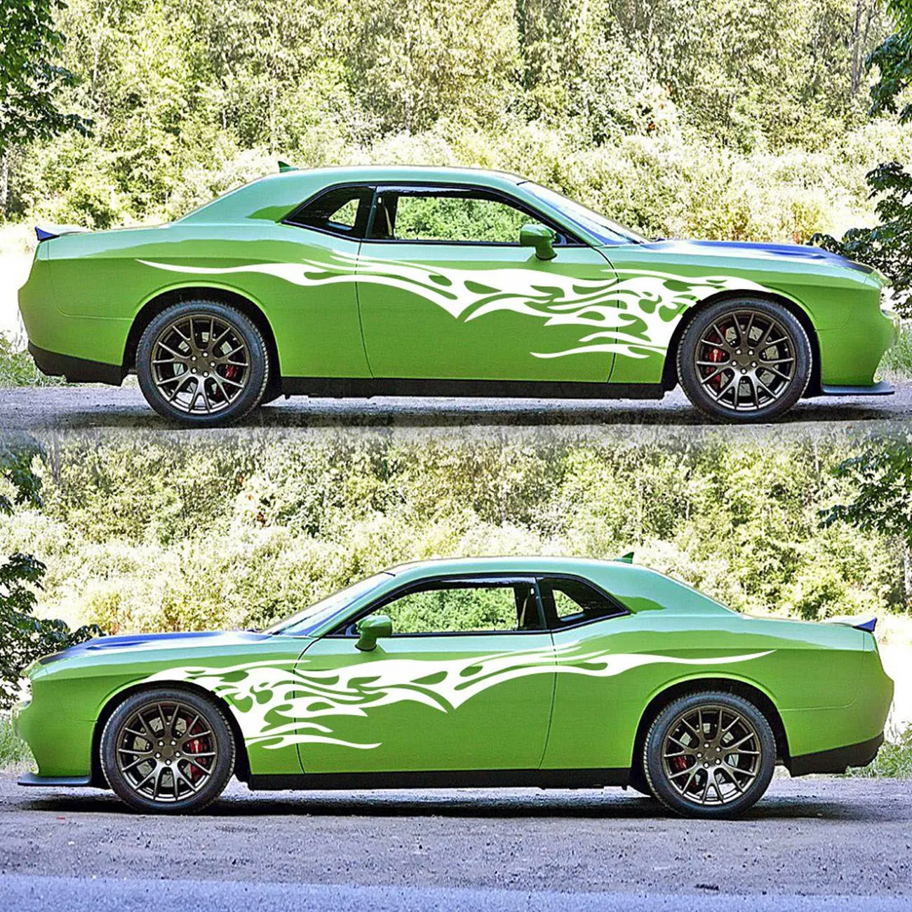 

2Pcs Car Decals Flame Graphic Car Body Stickers Vinyl Self-Adhesive Side Strip Decal Cool Stickers for Truck SUV