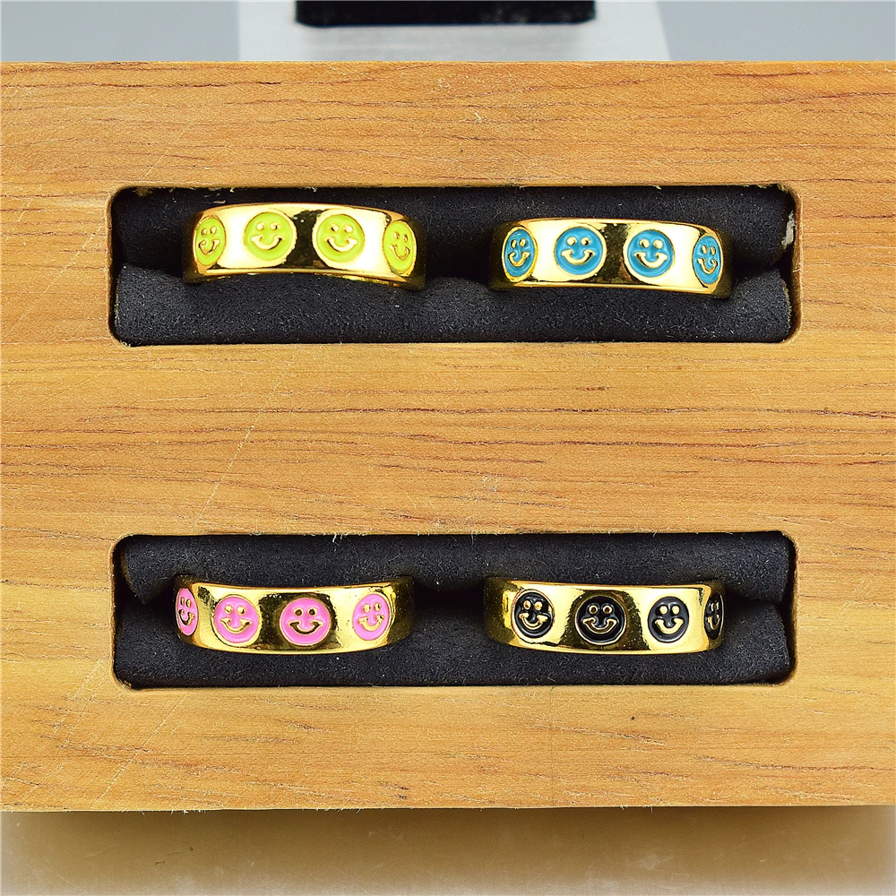 Smile Enamel Ring Smiley Face Cute Personality Trend Open Finger Factory Outlet | Rings