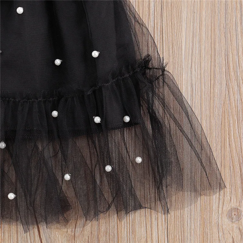 

2Pcs Toddler Baby Girl Autumn Winter Clothes Set Fashion Long Sleeve Leopard Printed Tops Mesh Pearls Mini Skirt Outfits Clothes