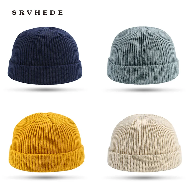 

Street Knitted Hat Women Men Acrylic Unisex Casual Solid Pumpkin Portable Melon Cap Brimless Men Hats Winter Hat Beanie Skullcap
