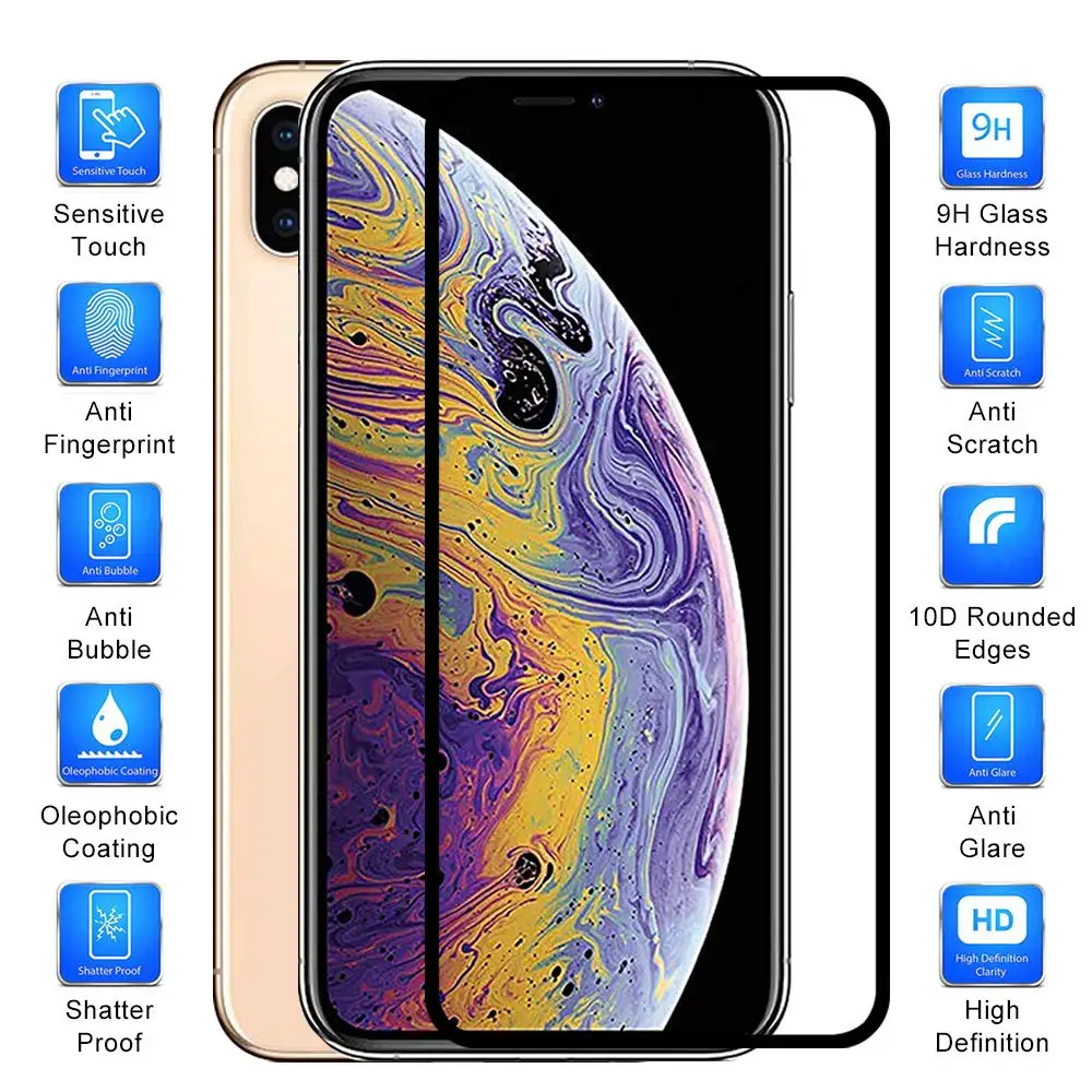 10D закаленное стекло с полным покрытием для Iphone 12 11 Pro Max 12mini X XS XR 8 7 6 6S Plus SE 2020