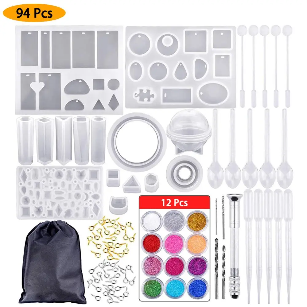 

Silicone Mold For Resin Silicone uv Resin DIY Clay Epoxy Resin Casting Molds And Tools Set With A Black Storage Bag For Jewelry