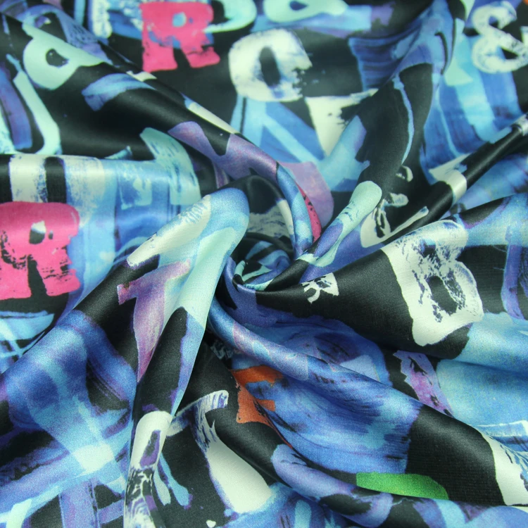 Модный Синий принт со словами шелк хлопок сатин смешанная ткань удобная SCT572 | Дом