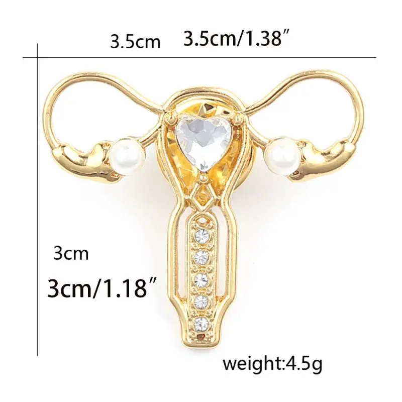 

Organ Uterus Shape Female Body Brooch Pin Rhinestone Pearl Metallic Gynecology Symbol Jewelry Medical Doctor Nurse Jewerly Gift