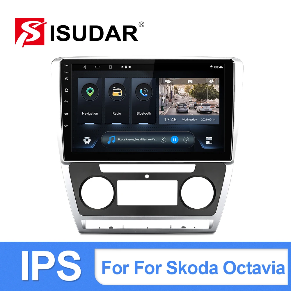 Автомобильный радиоприемник ISUDAR Android10 для Skoda Octavia A5 2008-2013 GPS CANBUS камера DSP WIFI