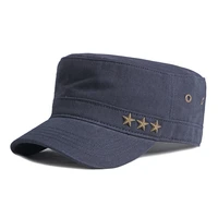 casual flat top army caps for men high quality cotton military hats women solid black sun hat five pointed star decoration visor