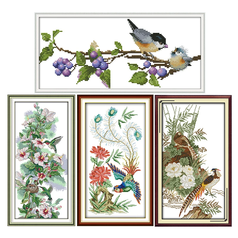 Наборы для вышивки крестиком серии цветы и птицы 11CT 14CT с напечатанным рисунком