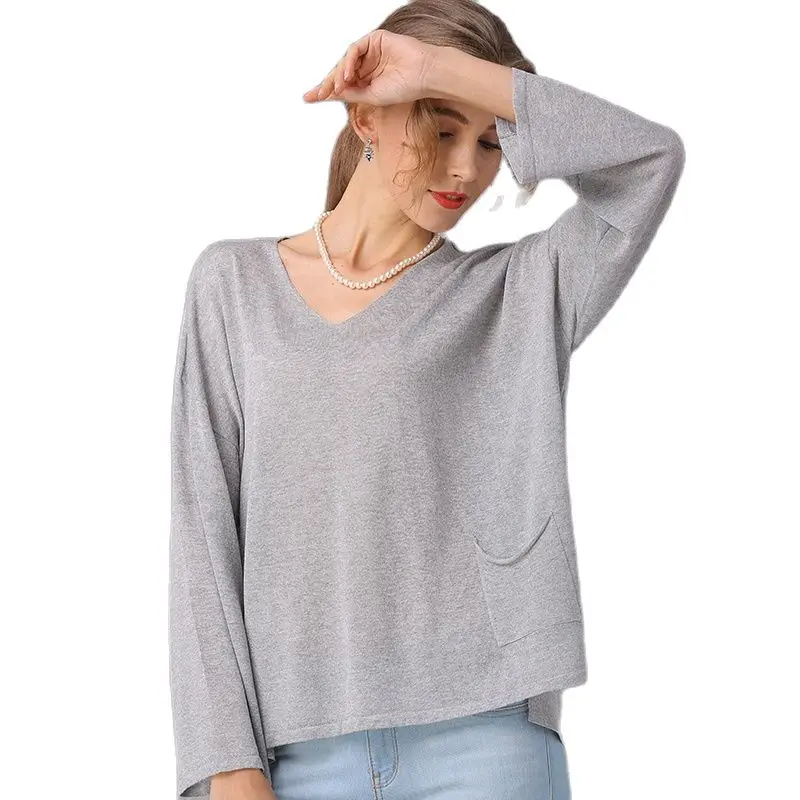 Свитер XIKOI женский оверсайз повседневный Однотонный пуловер с длинными рукавами