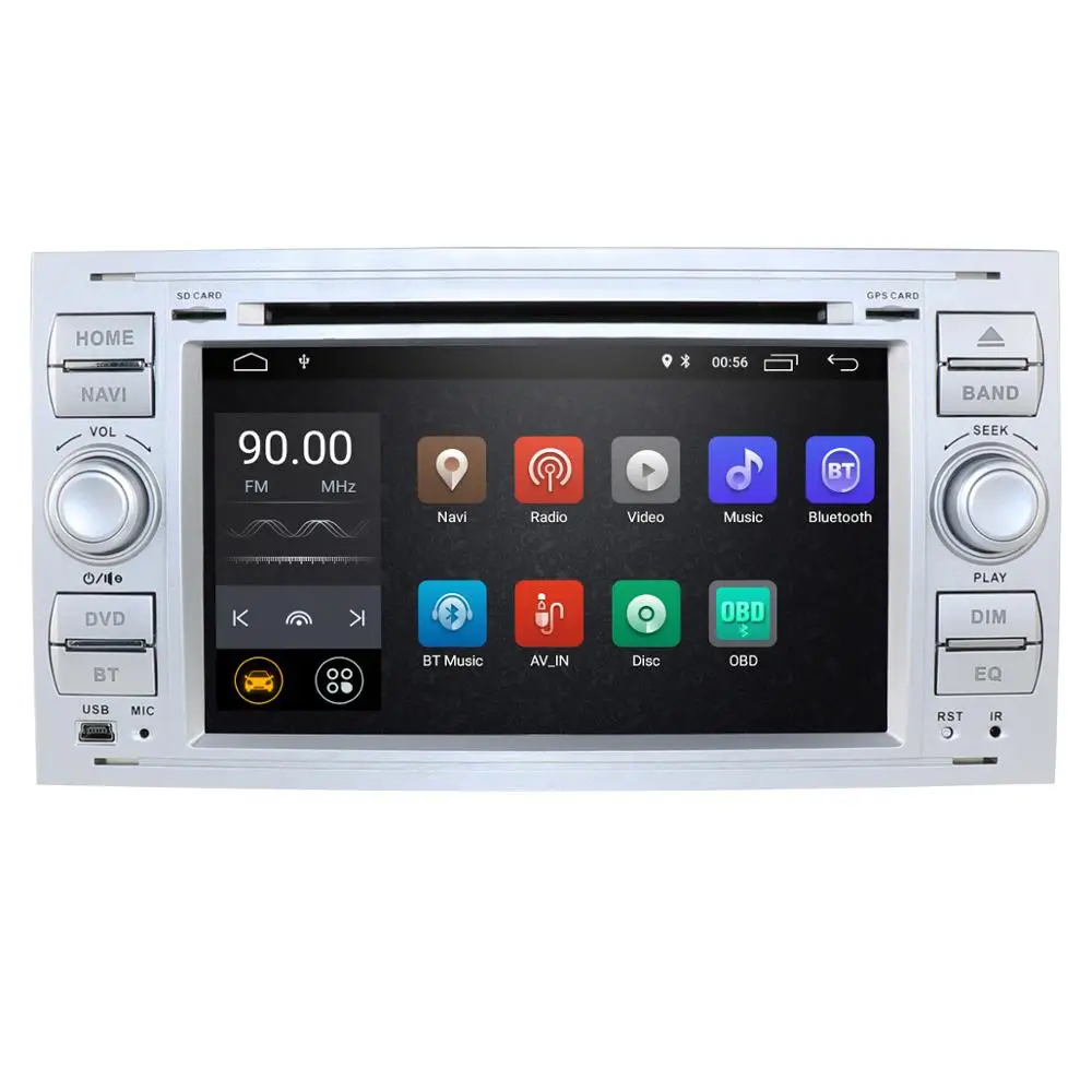 Ips DSP 2 din Android 9 автомобильный радиоприемник мультимедиа для Ford Focus 2 3 mk2 Mondeo 4 Kuga Fiesta Transit подключение S-MAXC-MAX - Цвет: Silver