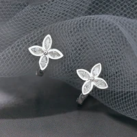 2021 new popular design s925 silver little flowers hoop earrings for women charm jewelry shiny aaa zirconia party hot gift