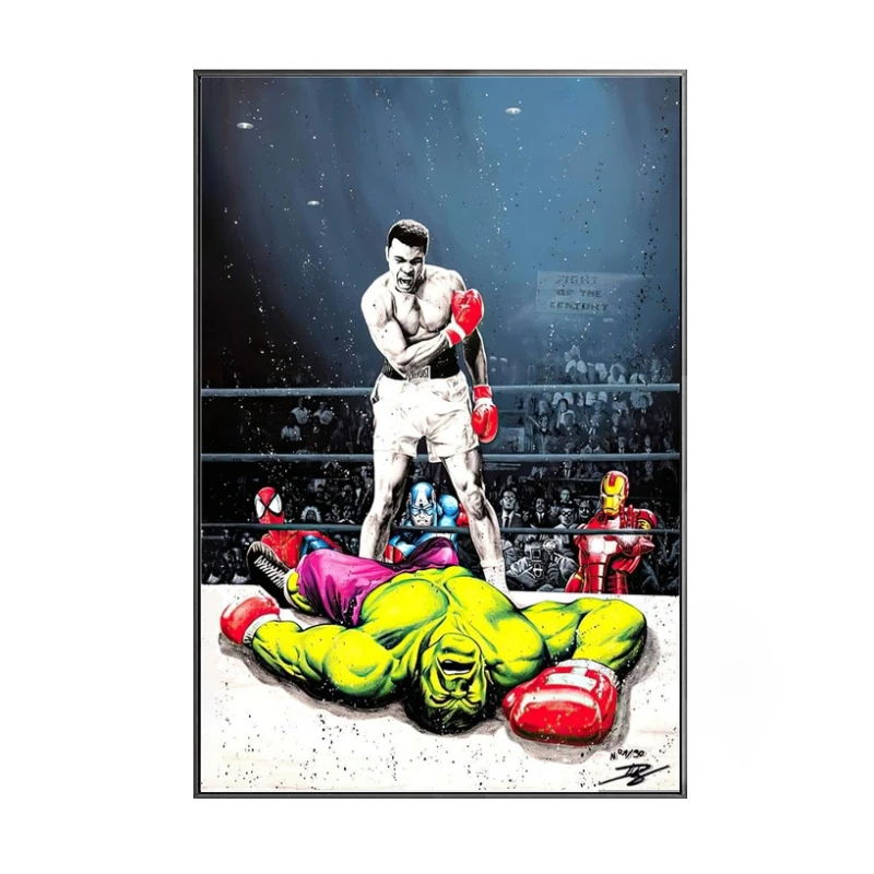 

Muhammad Ali VS Hulk Street Art Canvas Paintings on the Wall PoP Art Boxing Posters and Prints Graffiti Art Pictures Home Cuadro